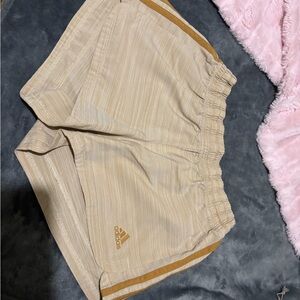 Adidas Tan and Brown Striped Shorts